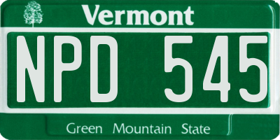 VT license plate NPD545