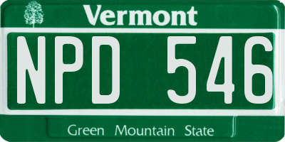 VT license plate NPD546