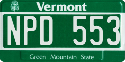 VT license plate NPD553