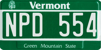 VT license plate NPD554