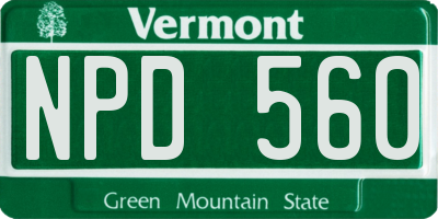 VT license plate NPD560