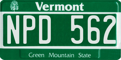 VT license plate NPD562