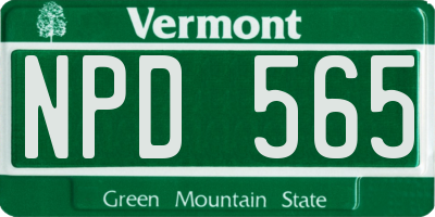 VT license plate NPD565
