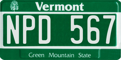 VT license plate NPD567