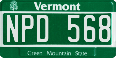 VT license plate NPD568