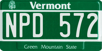 VT license plate NPD572