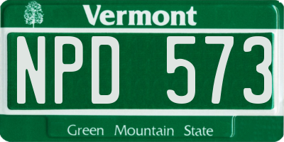 VT license plate NPD573