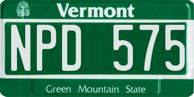 VT license plate NPD575