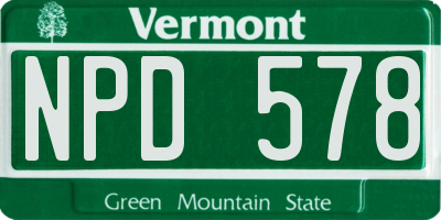 VT license plate NPD578