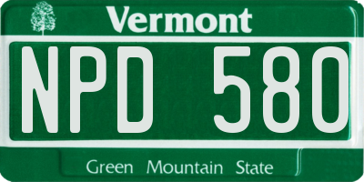 VT license plate NPD580