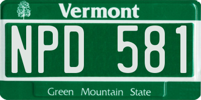 VT license plate NPD581