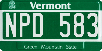 VT license plate NPD583
