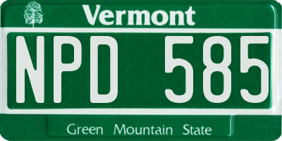 VT license plate NPD585