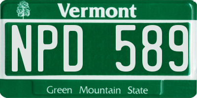 VT license plate NPD589