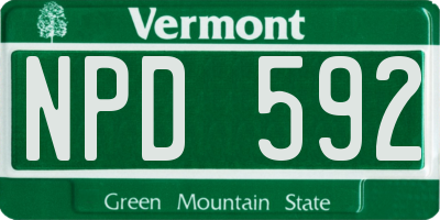 VT license plate NPD592