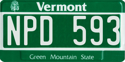 VT license plate NPD593