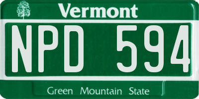 VT license plate NPD594