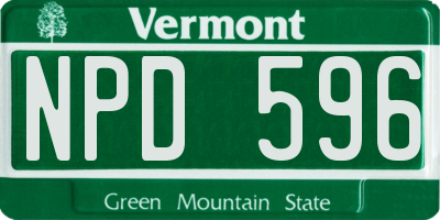 VT license plate NPD596