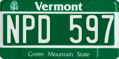 VT license plate NPD597
