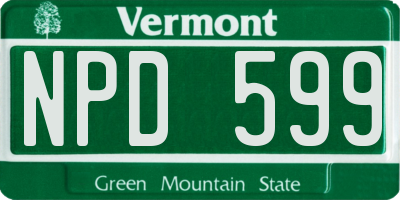 VT license plate NPD599