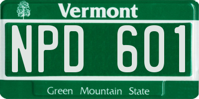 VT license plate NPD601