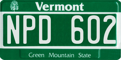 VT license plate NPD602