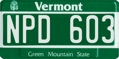 VT license plate NPD603