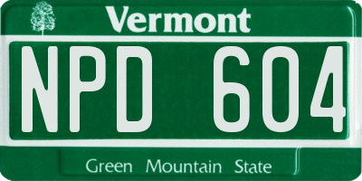 VT license plate NPD604