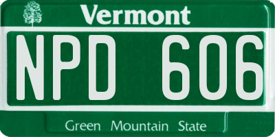 VT license plate NPD606