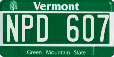 VT license plate NPD607