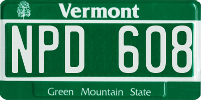 VT license plate NPD608