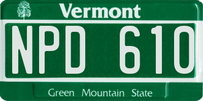 VT license plate NPD610