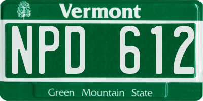 VT license plate NPD612