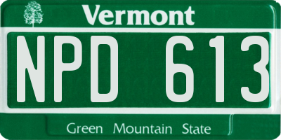 VT license plate NPD613