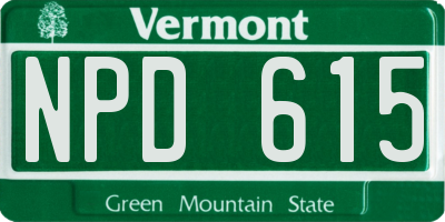 VT license plate NPD615