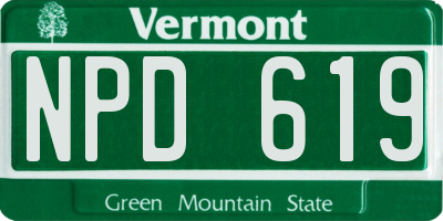 VT license plate NPD619