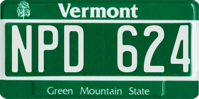 VT license plate NPD624