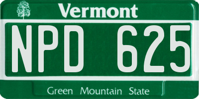 VT license plate NPD625