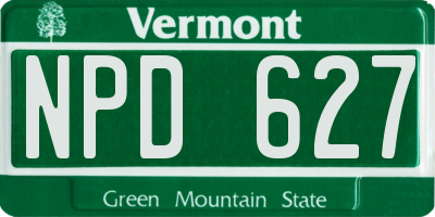 VT license plate NPD627