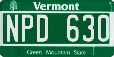 VT license plate NPD630
