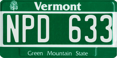 VT license plate NPD633