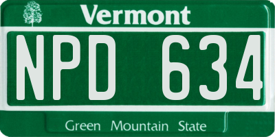 VT license plate NPD634