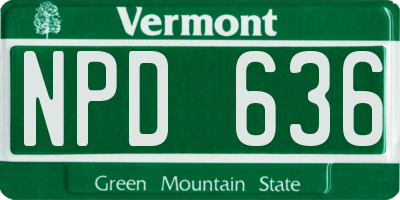 VT license plate NPD636