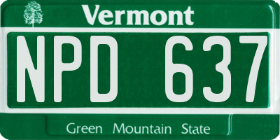 VT license plate NPD637