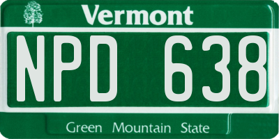 VT license plate NPD638