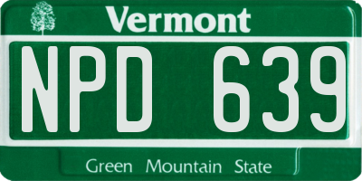 VT license plate NPD639