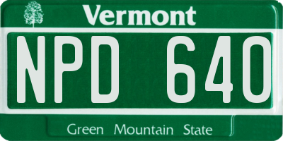 VT license plate NPD640