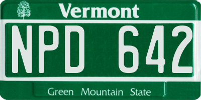 VT license plate NPD642