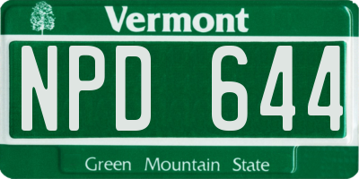 VT license plate NPD644