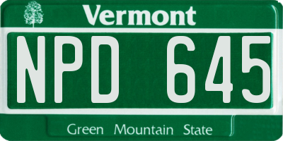 VT license plate NPD645